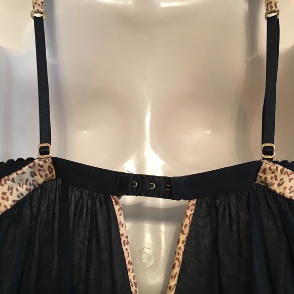 Victoria Secret black with leopard trim chemise L - Picture 5 of 6